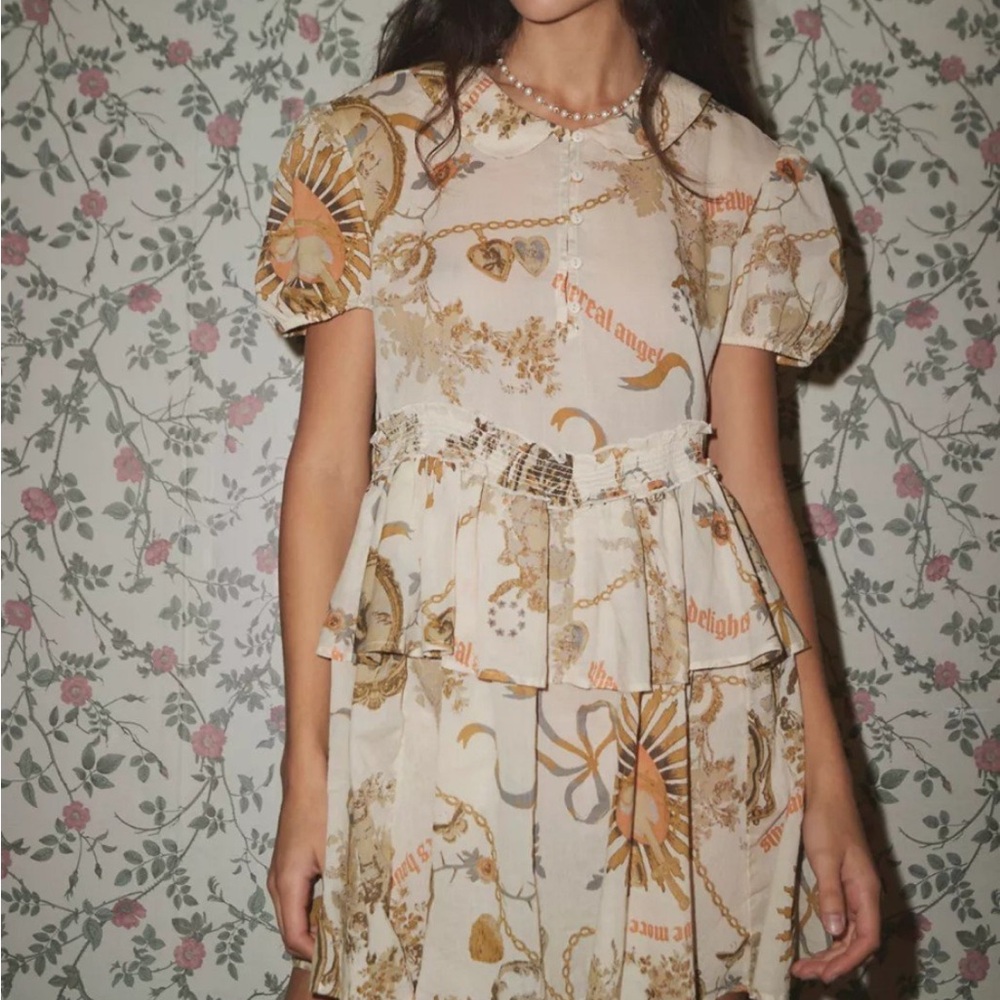 Urban Outfitters Gold Tan Puff Sleeve Sundress